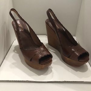 Beautiful brown leather wedge